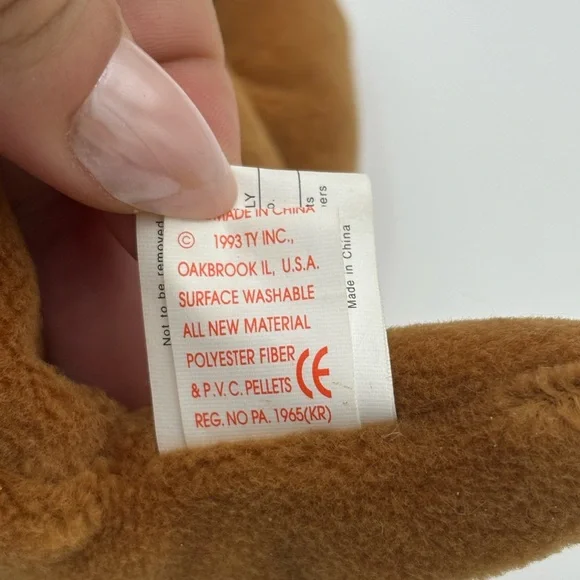 TY CUBBIE NWT Retired 1993 Original-9 Beanie Babies, 4th Generation, PVC Pellets - Picture 5 of 11